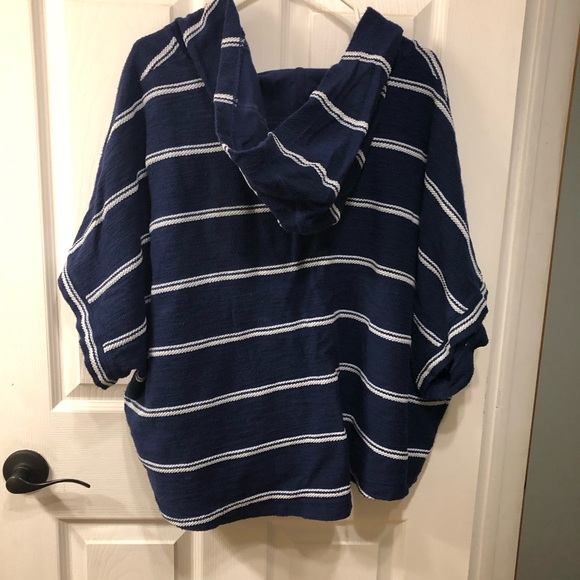 ☀️ Old Navy Short Sleeve Striped Slub Knit Terry Hoodie Size XL - Picture 4 of 11